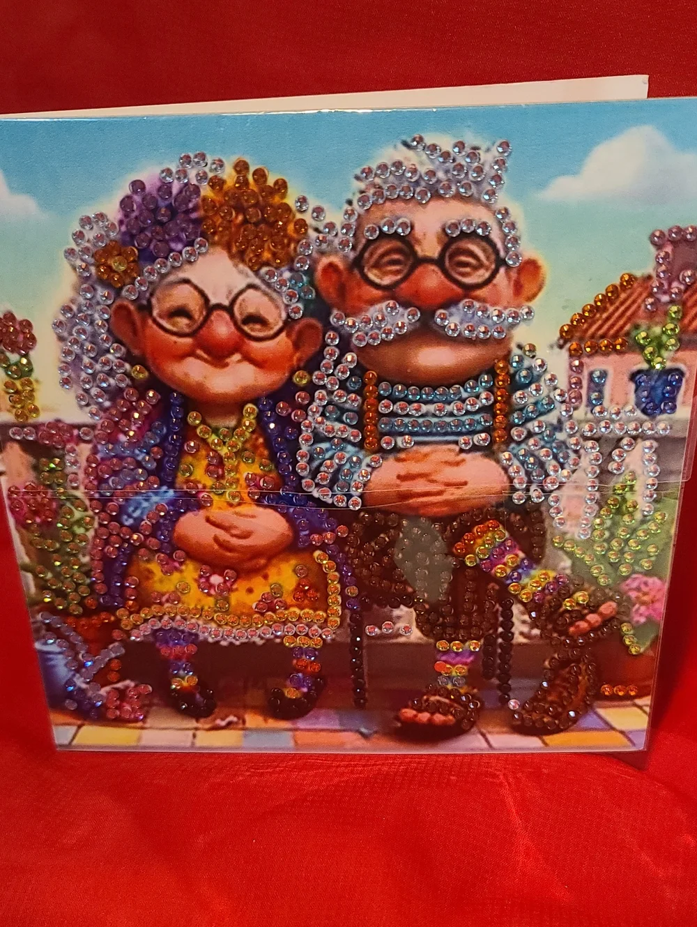 Whimsical Grandparents Diamond Art TWO Greeting Cards- NWT